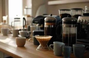 Mastering the Coffee Brew Ratio: A Guide for Beginners _Digital scale displaying coffee to water brew ratio calculation for perfect extraction - ChopChic.com