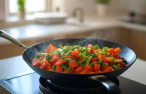 Electric Woks: A Convenient Option for Modern Kitchens _Portable electric wok cooking stir fry on a small apartment countertop - ChopChic.com