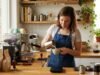Best Milk Pitchers for Latte Art: The Unsung Hero of Every Coffee Lover’s Setup _Stainless steel milk frothing pitcher pouring detailed latte art into a ceramic cup for home barista setup - ChopChic.com