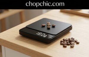 Best Coffee Scales for Home Baristas: Top Picks for Precision Brewing _A lineup of top-rated digital coffee scales, featuring a slim aluminum espresso model and a wider pour-over platform with a built-in timer, displayed on a wooden home coffee bar alongside fresh beans.