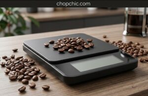 How to Calibrate Your Coffee Scale for Accurate Measurements _A close-up of a stainless steel 500-gram calibration weight resting exactly in the center of a digital coffee scale, which displays a precise 500.0-gram reading to confirm the internal load cell's accuracy.
