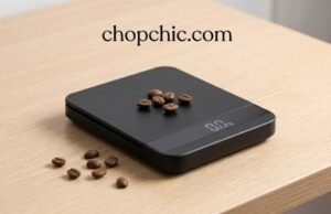 How to Clean and Maintain Your Coffee Scale for Longevity _A close-up view of a microfiber cloth gently wiping the stainless steel surface of a digital coffee scale, carefully avoiding pushing moisture into the USB charging port or button seams.