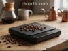 Smart Coffee Scales: Are They Worth It for Home Baristas? _A sleek smart coffee scale connected via Bluetooth to a smartphone, displaying a real-time flow rate extraction graph alongside a glass pour-over brewer.
