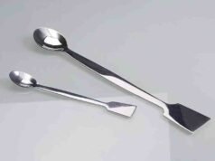 Carote Stainless Steel Cooking Utensil Set Product Review Stainless steel chemical lab spatula being used by chef for precision plating of microgreens - ChopChic.com