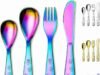 Stylish Design: Berglander Rainbow Cutlery Set _Berglander rainbow cutlery set adding a colorful iridescent touch to a daily meal - ChopChic.com