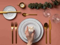 Why a Scandinavian Cutlery Set Just Feels Right at the Table Matte gold stainless steel cutlery set modern table setting - ChopChic.com