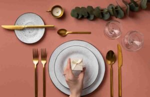 Why I’m Slightly Obsessed with the Matte Gold Stainless Steel Set Matte gold stainless steel cutlery set modern table setting - ChopChic.com