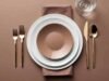Suggestion for Everyday Tables: Slimline Rose Gold Cutlery Set _Elegant slimline rose gold cutlery set styled for a charming dinner party - ChopChic.com