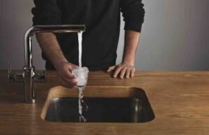 Best Kitchen Faucets for Hard Water Areas -Spot resistant brushed nickel kitchen faucet repelling hard water mineral buildup - ChopChic.com