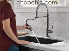 Delta Faucet Trinsic Pro VoiceIQ Review: The Smartest Kitchen Upgrade Yet _Delta Trinsic Pro VoiceIQ smart kitchen faucet in black stainless finish, being tested for touch activation and voice control response.