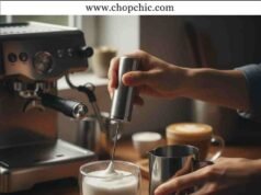 How to Steam Milk at Home Without a Fancy Machine _Using a thermometer to monitor milk temperature while steaming for lattes to prevent scalding - ChopChic.com