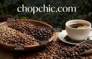 How to Choose the Best Coffee Beans for Your Brew Method _A side-by-side visual of a light-roasted coffee bean next to a glass V60 pour-over dripper, contrasted with a dark-roasted bean next to a stainless steel espresso portafilter, illustrating the correct pairing of roast level to extraction method.