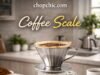 How to Choose the Right Coffee Scale for Home Brewing _A digital coffee scale displaying precise weight and timer readings underneath a pour-over dripper, demonstrating the importance of measuring brew ratios for consistent flavor extraction.