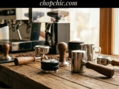 Should You Buy a Calibrated Tamper? Pros and Cons Explained _A close-up of a calibrated espresso tamper being pressed onto a portafilter, displaying the spring-loaded mechanism that limits pressure application for consistent tamping.