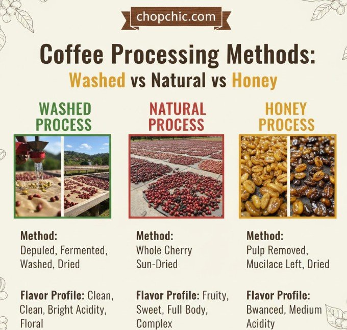 How Processing Methods Affect Coffee Flavor: Washed vs Natural vs Honey