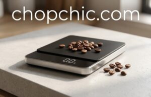 Why Backlit Displays Matter in Coffee Scales _A close-up of a digital coffee scale featuring a bright, high-contrast backlit LED display, clearly showing the weight and brew timer while operating under the heavy shadow of a pour-over dripper.