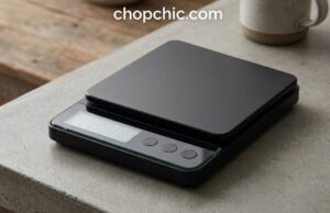 How to Use a Coffee Scale for Better Brewing Accuracy _A digital coffee scale displaying the exact weight in grams beneath a glass pour-over brewer, as a user carefully pours hot water over fresh grounds to achieve a precise brewing ratio.