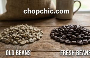Can You Use Old Coffee Beans? How to Tell If They’re Still Good _A close-up visual comparison of freshly roasted, aromatic coffee beans with a slight surface sheen next to dull, dry, stale coffee beans, illustrating the physical loss of volatile oils due to oxidation.