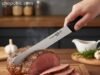 Amazon Basics Chef Knife: Unpacking the Value of an Ultra-Budget Full Tang Amazon Basics full tang chef knife chopping vegetables to test high carbon steel performance - ChopChic.com