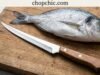 A Fisherman’s Guide to the Best Fillet Knives _A close-up of a highly flexible fillet knife blade bending against the spine of a fresh fish, demonstrating how the steel contours to the bone structure to maximize meat yield.