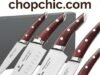 Brewin CHEFILOSOPHI Set: Balancing Elegance, Completeness, and Edge Durability _Brewin 5-piece knife set featuring ergonomic Pakkawood handles and high-carbon stainless steel blades, displayed for a durability review.