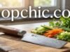Best Nakiri Knives: Why the Japanese Vegetable Cleaver Should Be Your Next Purchase PAUDIN 7-inch Nakiri vegetable cleaver chopping greens with 5Cr15Mov steel blade - ChopChic.com