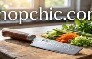 Best Nakiri Knives: Why the Japanese Vegetable Cleaver Should Be Your Next Purchase PAUDIN 7-inch Nakiri vegetable cleaver chopping greens with 5Cr15Mov steel blade - ChopChic.com