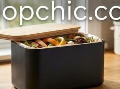 Beginner’s Guide to Using a Countertop Food Waste Caddy (No Smell, No Flies) Fermenting citrus peels in a glass jar for DIY non-toxic enzyme cleaner - ChopChic.com