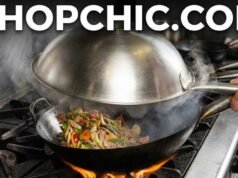 Wok Covers Stir Frying: Essential or Optional? _A wooden wok lid placed on a carbon steel wok for steaming dumplings, contrasted with an open wok for stir-frying to prevent moisture buildup.