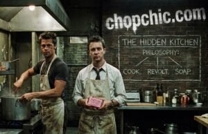 The Hidden Kitchen Philosophy in ‘Fight Club’: The IKEA Nesting Instinct _A pristine, catalog-style kitchen representing the IKEA nesting instinct and modern consumerism mentioned in Fight Club.
