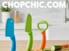Best Beginner Knife Options: Safety Tools for Kids and First-Time Cooks _Parent teaching a toddler how to chop vegetables safely using a serrated nylon knife - ChopChic.com