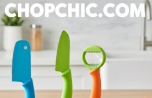Best Beginner Knife Options: Safety Tools for Kids and First-Time Cooks _Parent teaching a toddler how to chop vegetables safely using a serrated nylon knife - ChopChic.com
