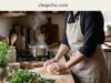 Slow Living in the Kitchen: Embracing Mindfulness Through Cooking _A person mindfully chopping vegetables with organized mise en place bowls on a wooden counter, embodying slow living in the kitchen.