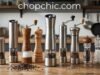 The Best One-Handed Pepper Mills for Cooks with Arthritis or Weak Grip _An elderly person using a gravity-operated electric pepper grinder with one hand to season a salad, highlighting the ergonomic, twist-free operation designed for users with limited grip strength.