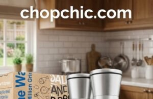 Home EC Grinder Set Review: Why 9,000 Kitchens Switched to This “Upside-Down” Design _The Home EC stainless steel and glass salt and pepper grinder set sitting upright on a kitchen counter, highlighting the top-grinding mechanism that prevents spice dust from spilling onto the surface