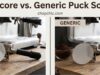 Normcore vs. Generic Puck Screens: Is the Brand Name Worth the Extra Cost? _A microscopic side-by-side comparison of the Normcore puck screen featuring a smooth, reinforced rim versus a generic mesh screen with rough, frayed wire edges, illustrating the build quality difference.