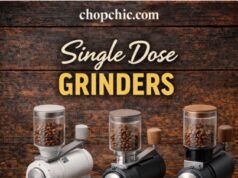 Why Home Baristas Are Switching to Single Dose Grinders (And Top Picks) _A Niche Zero single dose grinder displayed next to a glass tube of coffee beans, illustrating the zero retention workflow compared to traditional bean hopper grinders.
