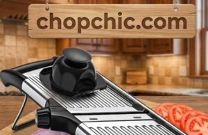 Gramercy Adjustable Mandoline Review: Is Stainless Steel Worth the Upgrade? _A user wearing grey cut-resistant gloves slicing potatoes on the stainless steel Gramercy Adjustable Mandoline, highlighting the rigid metal frame and the lack of flexing during bulk food preparation.