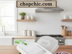 PrepSolutions Adjust-A-Slice Mandoline Review: The Best Budget Slicer? _A user holding the PrepSolutions Adjust-A-Slice Mandoline directly over a salad bowl, sliding a cucumber across the stainless steel blade to demonstrate the uniform thickness of the medium setting.