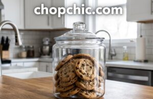 Anchor Hocking Heritage Hill Jar Review: Beautiful, But Let’s Talk About That Lid _A large, clear glass Anchor Hocking Heritage Hill jar featuring a heavy, all-glass lid resting loosely on the rim without a silicone gasket, displayed on a kitchen counter filled with a large batch of cookies.