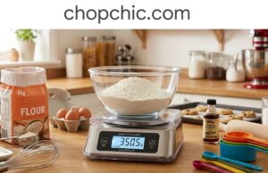 Best Kitchen Scale for Baking: 4 Honest Picks A side-by-side kitchen counter display comparing a set of traditional metal measuring cups with four digital food scales, prominently featuring a classic two-button Escali Primo model and a stainless steel OXO 11 lb scale with its pull-out display extended, surrounded by baking ingredients.