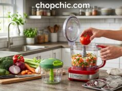 Best Vegetable Choppers: 4 Honest Picks for Every Kitchen A wooden kitchen island displaying four distinct vegetable preparation tools: a heavy-duty push-down grid dicer, a razor-sharp V-blade mandoline slicer, a hand-crank spiralizer, and a compact budget pull-cord chopper, surrounded by uniformly prepped zucchini noodles, sliced cucumbers, and diced onions.
