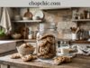 Glass Cookie Jars: What to Look For Before You Buy _A clear glass cookie jar featuring a wide-mouth opening, filled with fresh chocolate chip cookies, with a thick silicone gasket visible on the removed lid resting beside it on a kitchen counter.