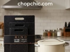 BINO 3-Piece Plastic Cutting Board Review: The Physics of Budget Prep A three-piece set of textured BINO plastic cutting boards in varying sizes arranged on a modern kitchen counter, featuring integrated juice grooves and a stainless steel chef's knife to demonstrate daily prep readiness.