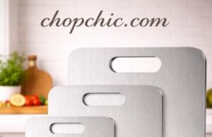 Sufkodu Titanium Cutting Board Review: The Ultimate Odor-Free Prep Station? A multi-piece set of brushed Sufkodu titanium cutting boards in varying sizes arranged on a modern kitchen counter, with freshly diced herbs and a Japanese chef's knife resting on the primary prep surface to highlight its sleek, non-porous finish.