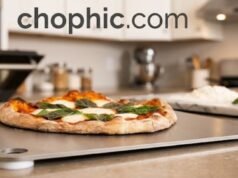 ThermiChef Pizza Steel Review: Professional Crust at 1000°F A professional-grade ThermiChef Pizza Steel positioned on an oven rack, featuring a rustic artisan pizza with a perfectly charred, blistered crust. The image highlights the heavy-duty metallic texture of the steel, with heat waves subtly illustrated to emphasize its thermal conductivity. A website watermark is cleanly placed at the very top of the frame.