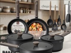 Astercook 19-Piece Cookware Review: Budget Non-Toxic Astercook 19-piece titanium nonstick pots and pans cookware set in black