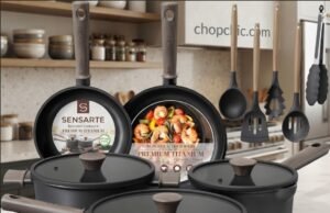 Astercook 19-Piece Cookware Review: Budget Non-Toxic Astercook 19-piece titanium nonstick pots and pans cookware set in black